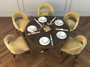modern dining table and chair 2 3D Model