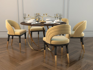 modern dining table and chair 2 3D मॉडल