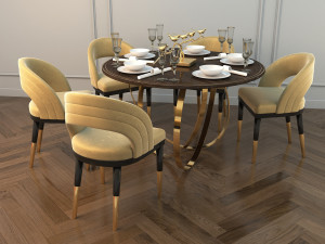 modern dining table and chair 2 3D मॉडल