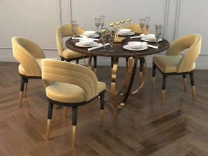 modern dining table and chair 2 3D Model
