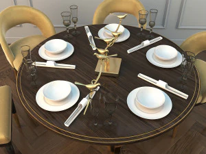 modern dining table and chair 2 3D Model