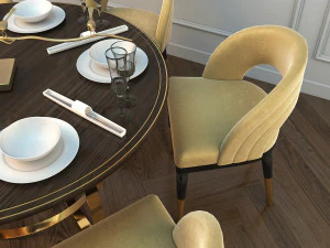 modern dining table and chair 2 3D Model