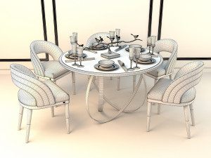 modern dining table and chair 2 3D मॉडल