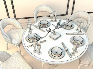 modern dining table and chair 2 3D Model