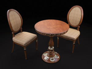 european style chair set 3D Model