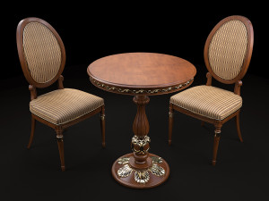 european style chair set 3D Model