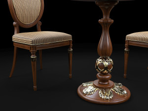 european style chair set 3D Model