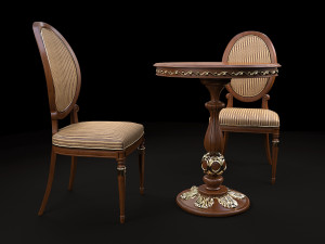 european style chair set 3D Model