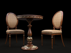 european style chair set 3D Model