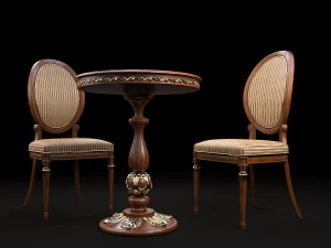 european style chair set 3D Model