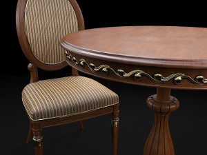 european style chair set 3D Model
