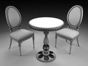 european style chair set 3D Model