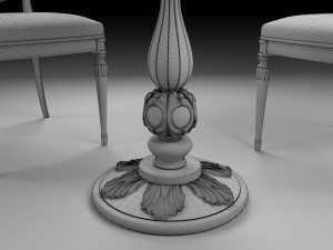 european style chair set 3D Model