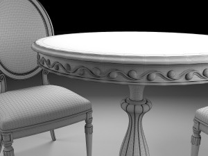 european style chair set 3D Model