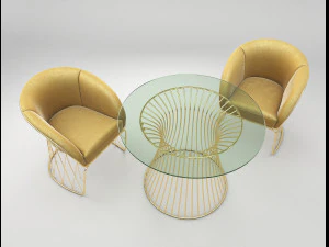 modern table and chair set 3D Model