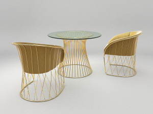 modern table and chair set 3D Model
