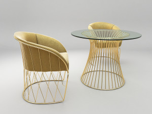modern table and chair set 3D Model