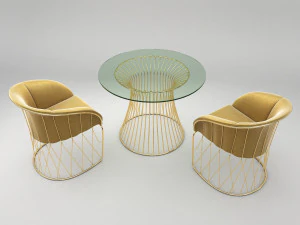 modern table and chair set 3D Model