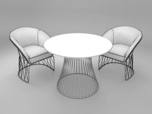 modern table and chair set 3D Model