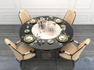 contemporary table chair set 3D Model