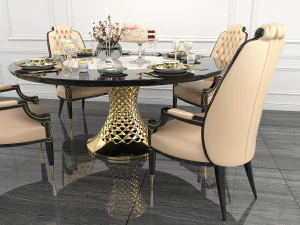 contemporary table chair set 3D Model