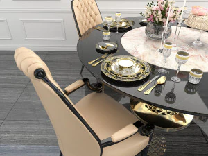 contemporary table chair set 3D Model