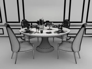 contemporary table chair set 3D Model