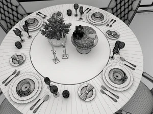 contemporary table chair set 3D Model