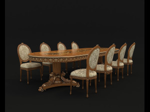 dinning classic table chair 2 3D Model