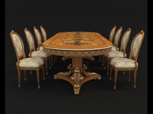dinning classic table chair 2 Model 3D