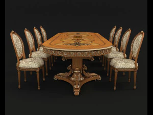 dinning classic table chair 2 3D Model