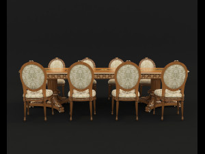 dinning classic table chair 2 Model 3D