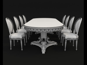 dinning classic table chair 2 Model 3D