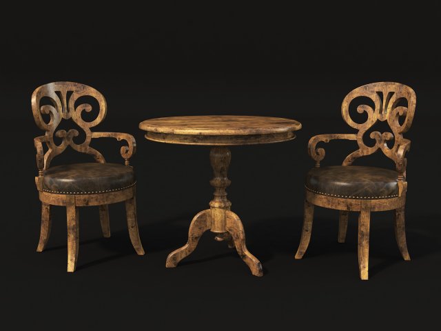 wine table and chair 3D मॉडल .c4d .max .obj .3ds .fbx .stl .blend 