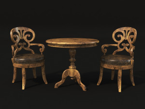 wine table and chair 3D Model