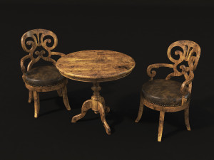 wine table and chair 3D मॉडल