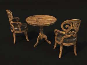 wine table and chair 3D Model
