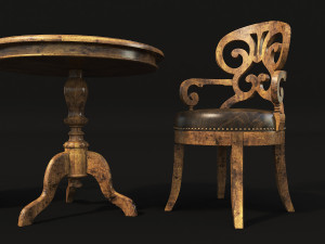 wine table and chair 3D मॉडल