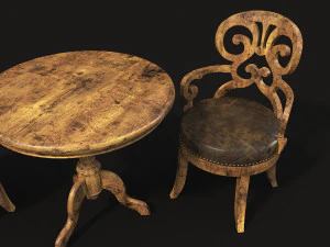 wine table and chair 3D Model