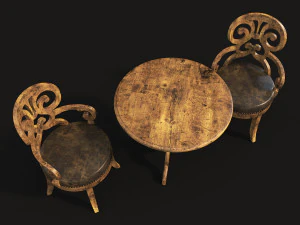 wine table and chair 3D Model