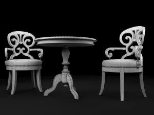 wine table and chair 3D Model