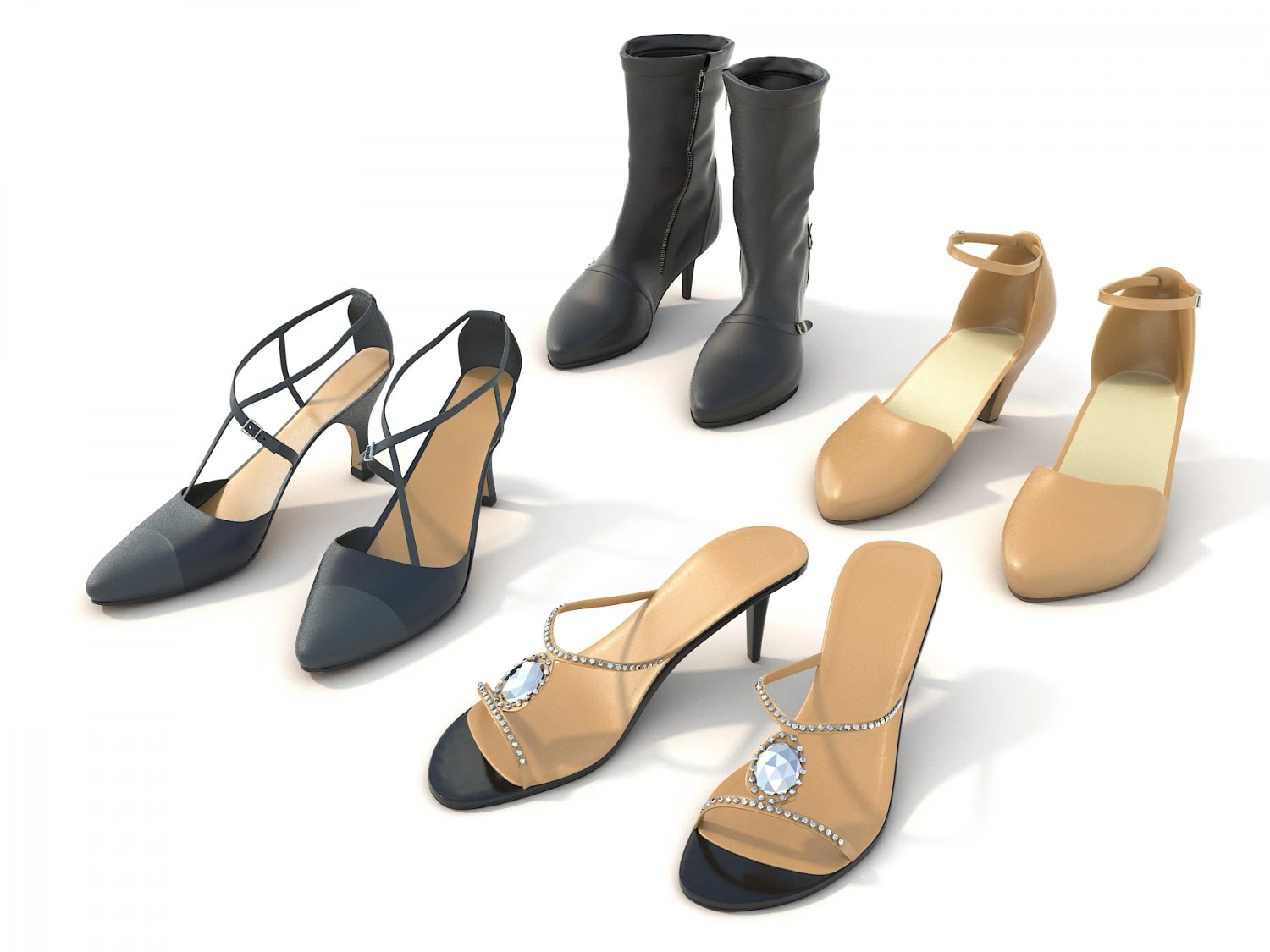women shoes 6 3D Model .c4d .max .obj .3ds .fbx .stl .blend 