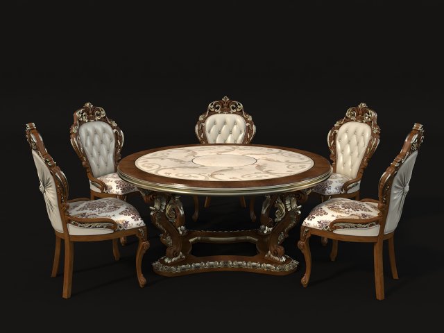 classic dinning table chair set Modelo 3D .c4d .max .obj .3ds .fbx .stl .blend 
