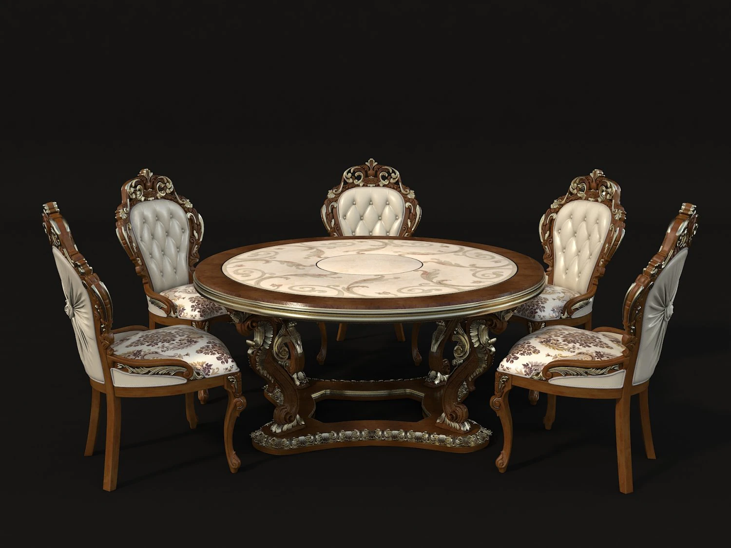 classic dinning table chair set 3D Model .c4d .max .obj .3ds .fbx .stl .blend