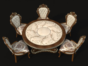 classic dinning table chair set Modelo 3D