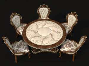 classic dinning table chair set 3D Model