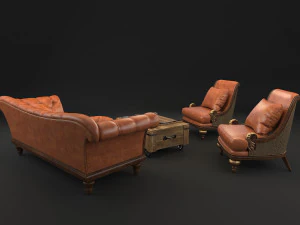 classic living room tables and chairs 3D Model