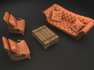 classic living room tables and chairs 3D Model