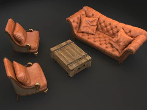 classic living room tables and chairs 3D Model
