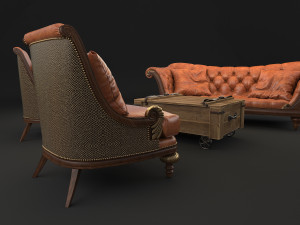classic living room tables and chairs 3D Model